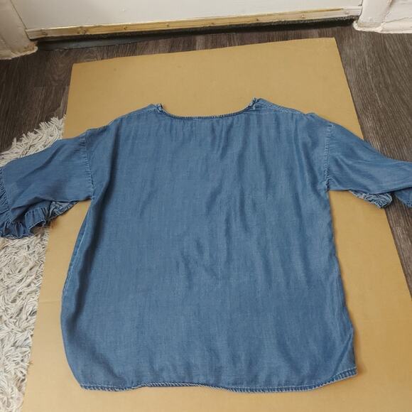 DizzyLissy Lightweight Denim Ruffle Top M Boho Festival Casual Lightweight Boho - Picture 7 of 10